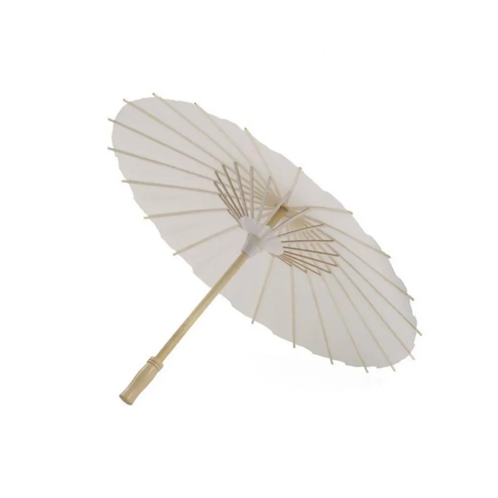 50pcs fãs parasols no noivo parasols white paper guarda -chuva alça de madeira japonesa artesanato chinês 60 cm de diâmetro guarda -chuvas fy5699