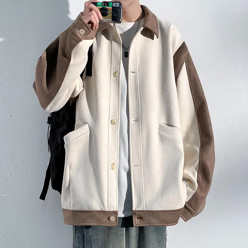 Herenjassen suède jas heren mode herfst casual heren streetwear losse bommenwerper koffie beige vintage jas m-3xl