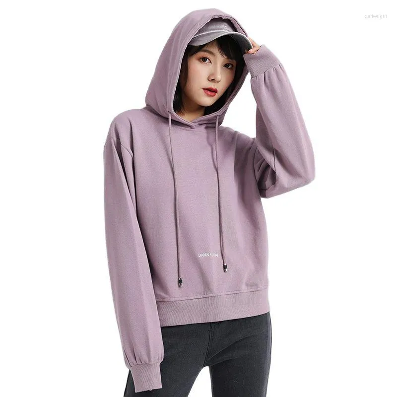 Women's Hoodies 2023 Fashion Short Sweatshirts Women Spring Autumn Pullover Tops Lady Cotton Outerwear Sports Clothes Coat Solid Loose