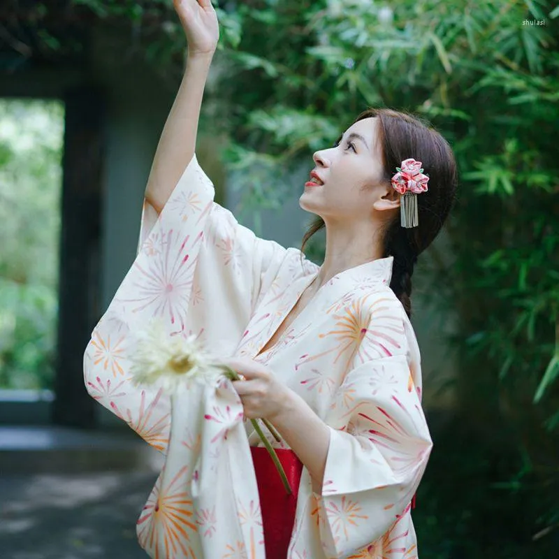 Ubrania etniczne Vintage Kobiety drukuj impreza sukienka japońska gejsza cosplay kostiumów elegancki scena sceniczna suknia kimono klasyczny Jukata Boshobe