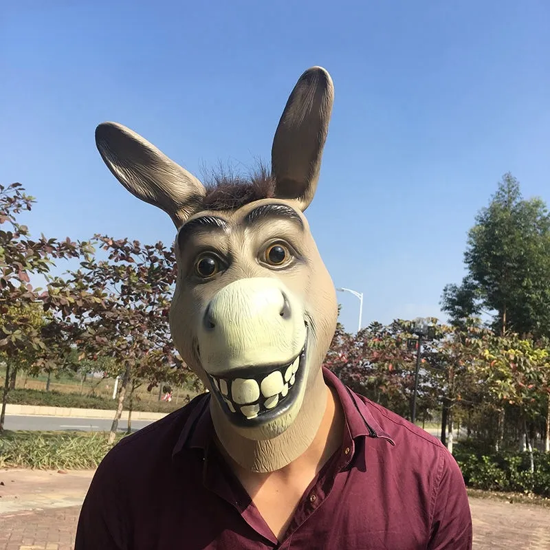 Party Masks Funny Adult Creepy Funny Donkey Horse Head Mask Latex Halloween Animal Cosplay Zoo Props Party Festival Costume Ball Mask 230823