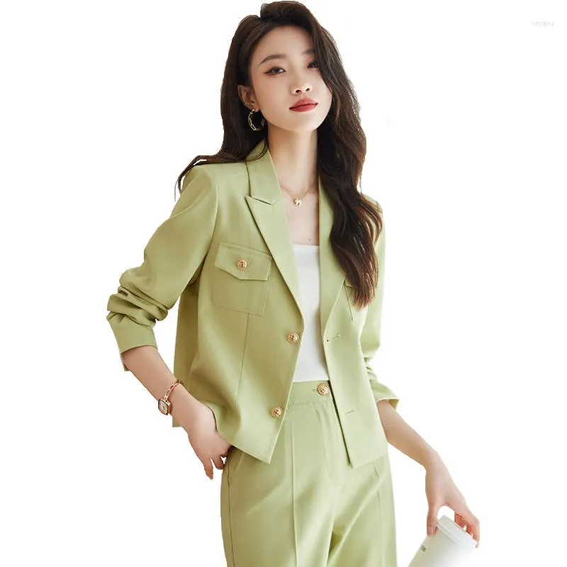 Женские брюки High And Women Women Cant Suit Office Office Business Work Word Ladies Single Mraved Blazer Cargo Formal Set