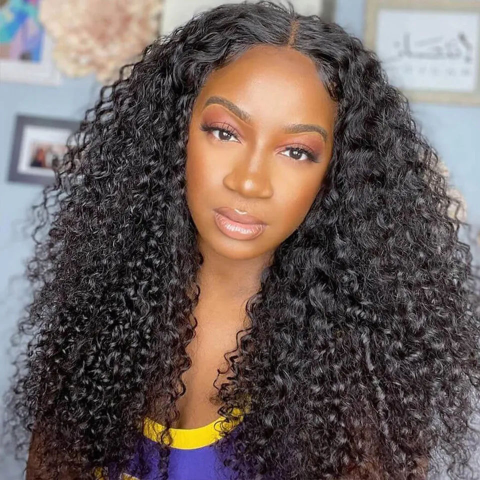 13x4 Lace Front Kinky Curly Wig Human Human Human Peruian Chela