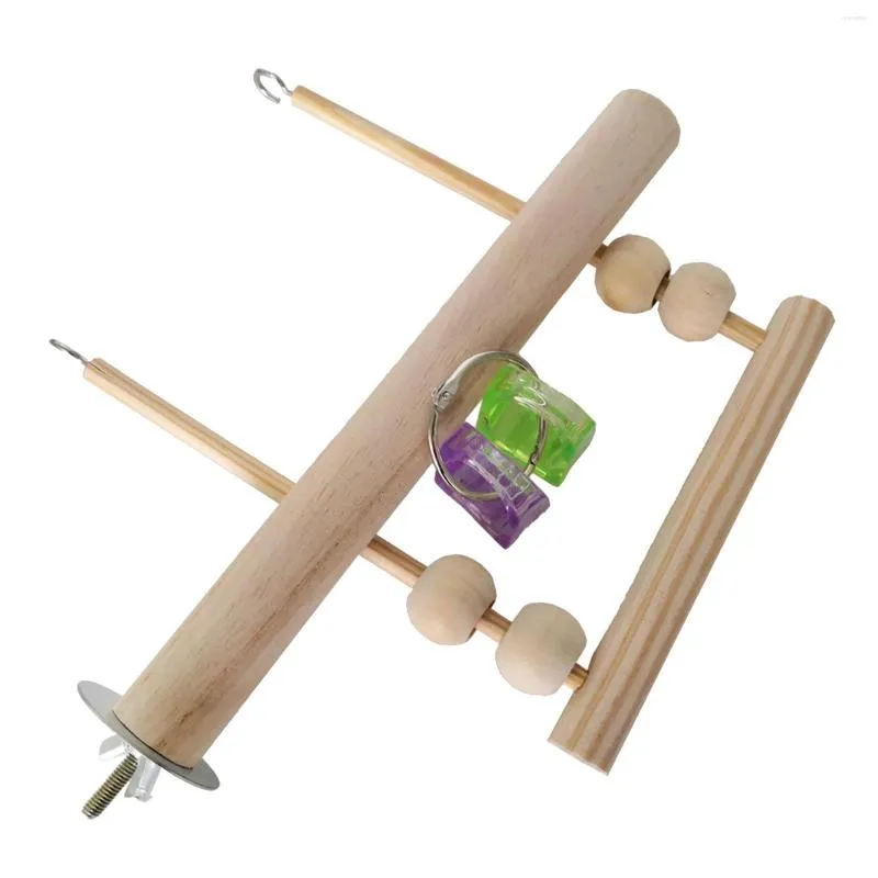 Autres fournitures d'oiseaux Perroquet Support en bois Balançoire avec perle à mâcher 1 pièce Hamac Cage suspendue pour perruches perruches pinsons petit moyen grand