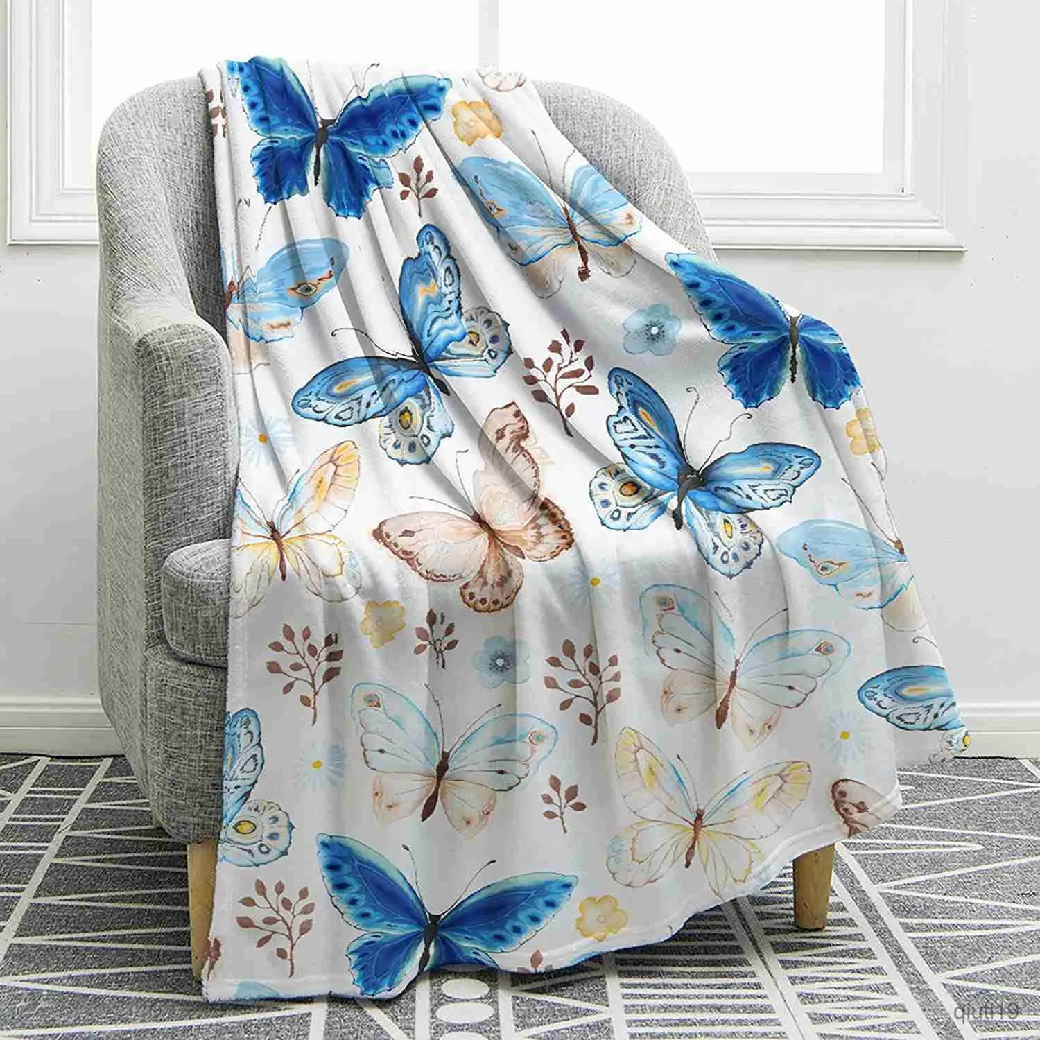 Dekens kleurrijke vlinder flanel gooi deken king size voor kind jongensmeisjes bed bank decor lichtgewicht warm soft soft cadeau r230824