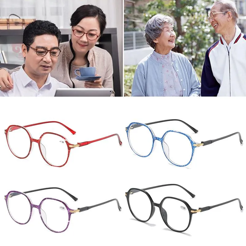 Solglasögon kvinnor män som läser glasögon förstorare presbyopisk rund tryckt stora glasögon