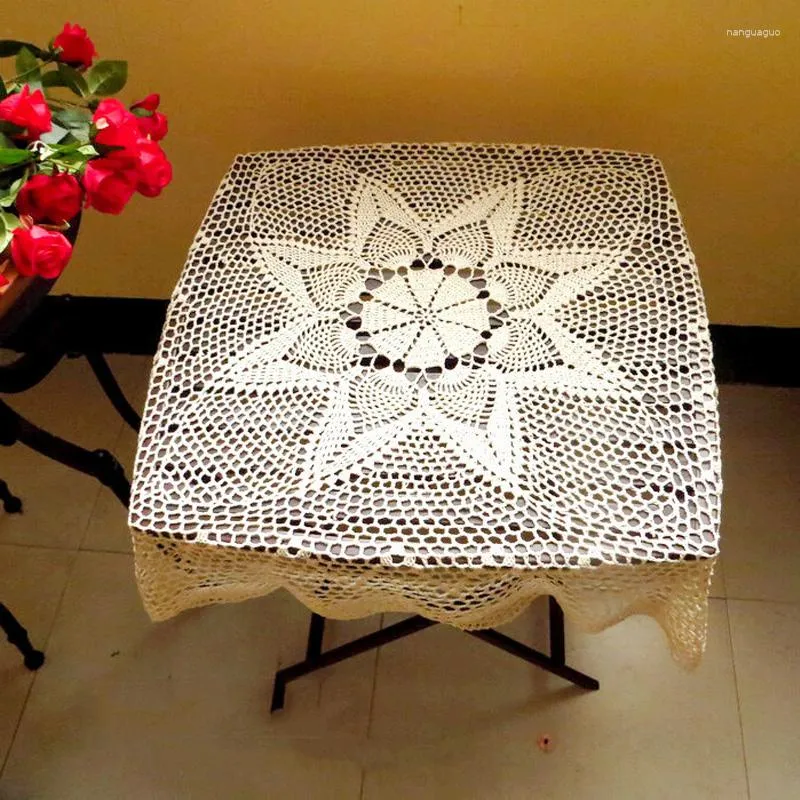 Table Cloth Cotton Handmade Flower Crochet Tablecloth Kitchen Year Cover Home Christmas Wedding Party Decor