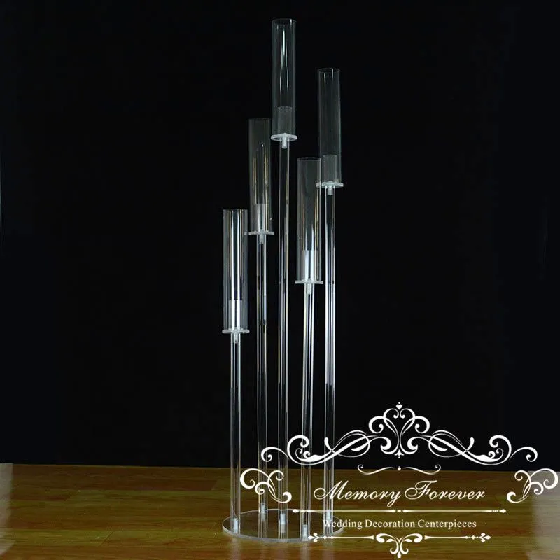 41 Inch Tall Candelabra Crystal Candelabra Wedding Centerpieces Acrylic Clear Candle Holder Decorative 5 Arm Candle Holder