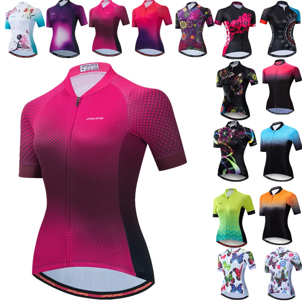 Cycling Shirts Tops Jersey Women Bike Mountain Road MTB Top Female Bicycle Shirt Short Sleeve Racing Riding Clothing Summer Blouse Red 230824