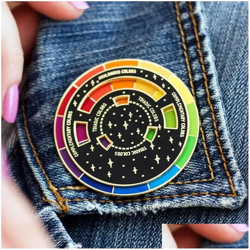 Brooches The Original Color Wheel Palette Brooch Designer Card Enamel Pin Visual Badge Jewelry Gift Drop Delivery