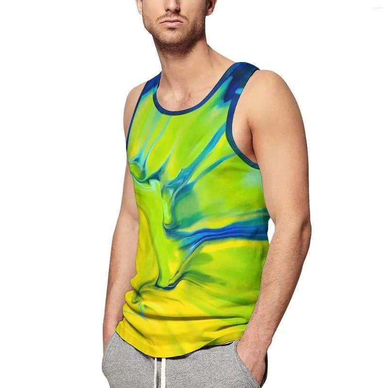 Heren tanktops Tie Dye print top mannen abstract ontwerp zomertraining sportkleding oversized mouwloze shirts