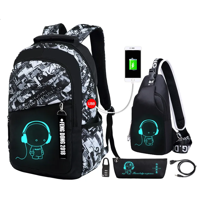 Backpacks Luminous Kids School Backpack Boys Waterproof Durable School Bags for Boy High School Students Bookbag Mochilas Escolares 230823