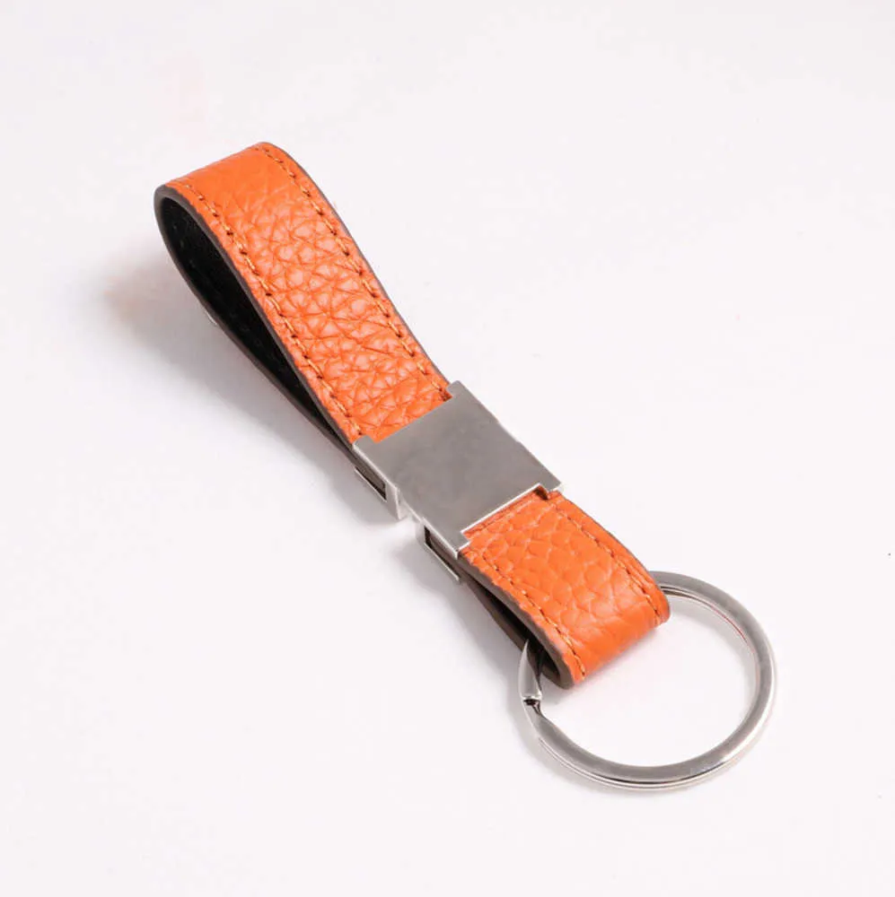 Fashion Keychain Designer unisex nyckelkedja äkta läder med rostfritt stål nyckelning i vitt silver svart