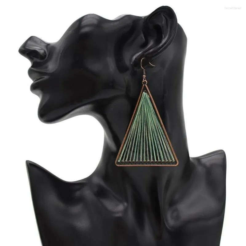 Dangle Ohrringe 4 Farben Turkisch kreatives Vintage Bronze Dreieck geformt Drop Hohlausfaden Wickeln Modeschmuck
