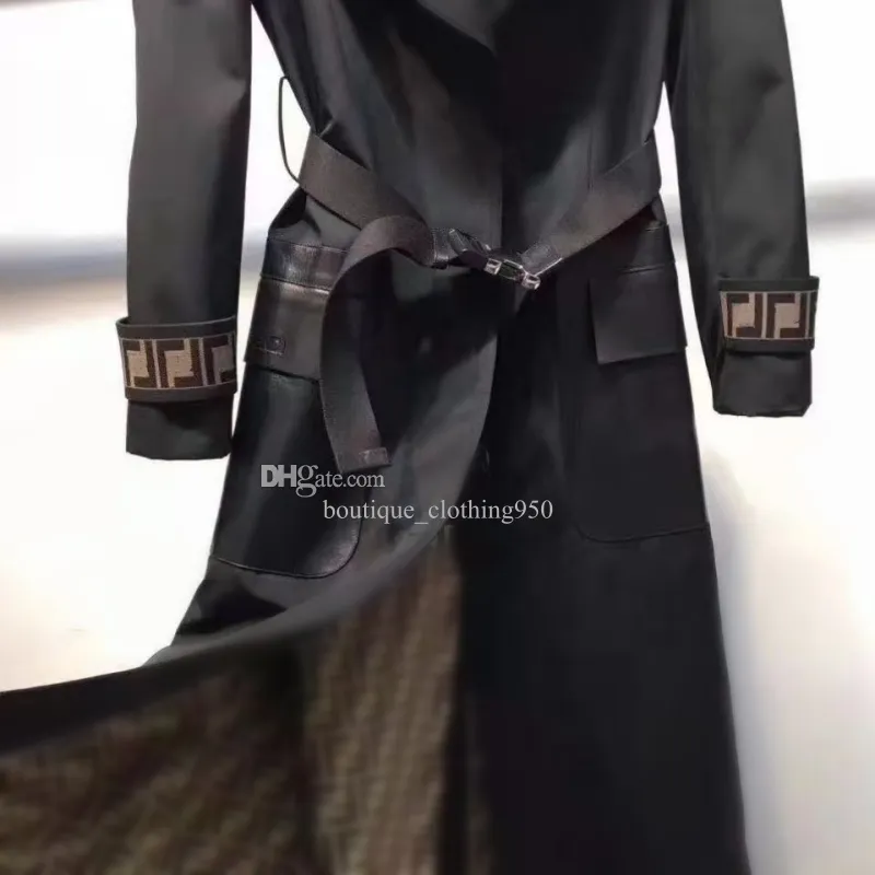 豪華なリボンの女性トレンチコートファッションデザイナーブリティッシュスタイルの二重刃の文字ジャックロングウィンドブレイカーコートクラシックウーマン秋と冬のコート