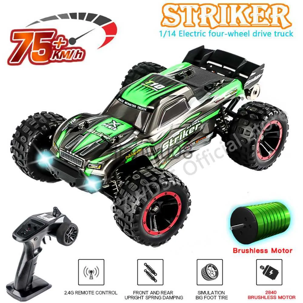 Electric/RC Car HaiBoxing T10 2105A 75KMH 114 RC CAR 4WD Brushless Remote Control Cars High Speed ​​Drift Monster Truck For Adults Children Toys X0824