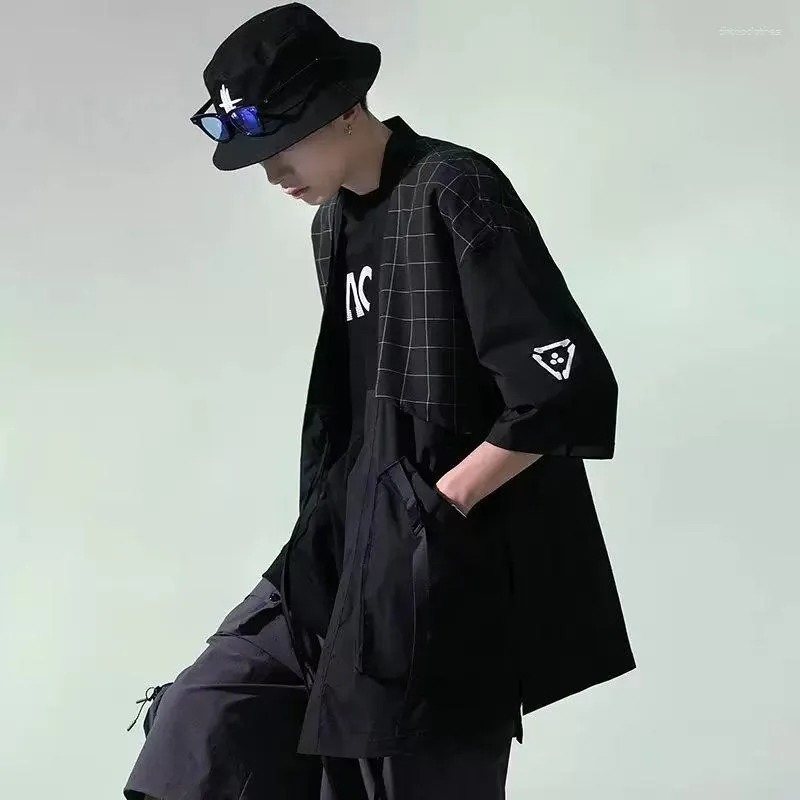 Ropa étnica Primavera Summwe Hombres sueltos Abrigo Chaqueta Talla grande 3XL Japonés Kimono Cardigan Tradicional Samurai Traje Hip Hop Street