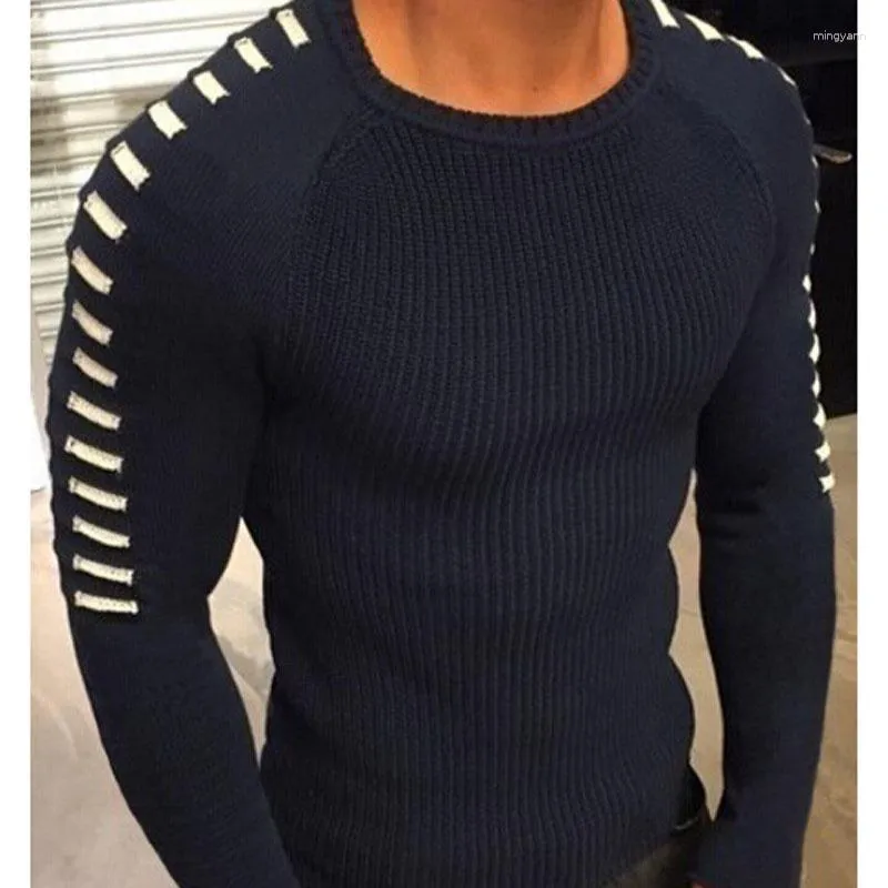 Suéteres masculinos Men Pullover Casual Jumper para machos de malha de pescoço Of Male