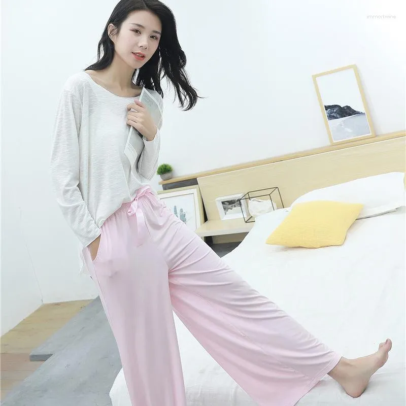 Bamboo Modal Womens Pyjama Bottoms Sale Large Size Color Pajamas With Wide  Leg Pants For Autumn, Yoga, And Home Wear From Immortwine, $20.81