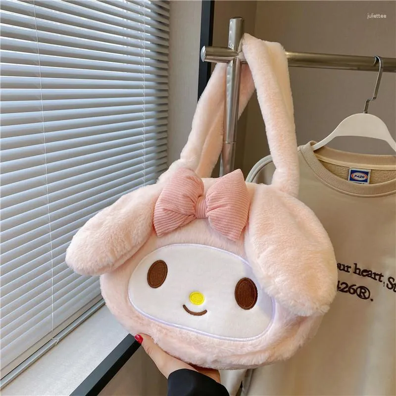 Evening Bags Women Shoulder Bag Girl Cartoon Melody Kulomi Plush Hand Bill Dual Use Student Sweet Large Capacity Book Storage