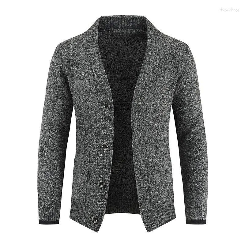 Pulls pour hommes Cardigan Hommes Bouton à une rangée Pull tricoté à manches longues ZDE2968