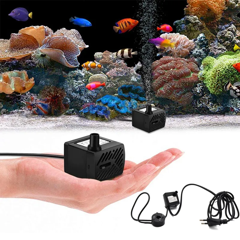Mini Aquarium Pump 3W Submersible Water Pump, EU Plug, 50GPH