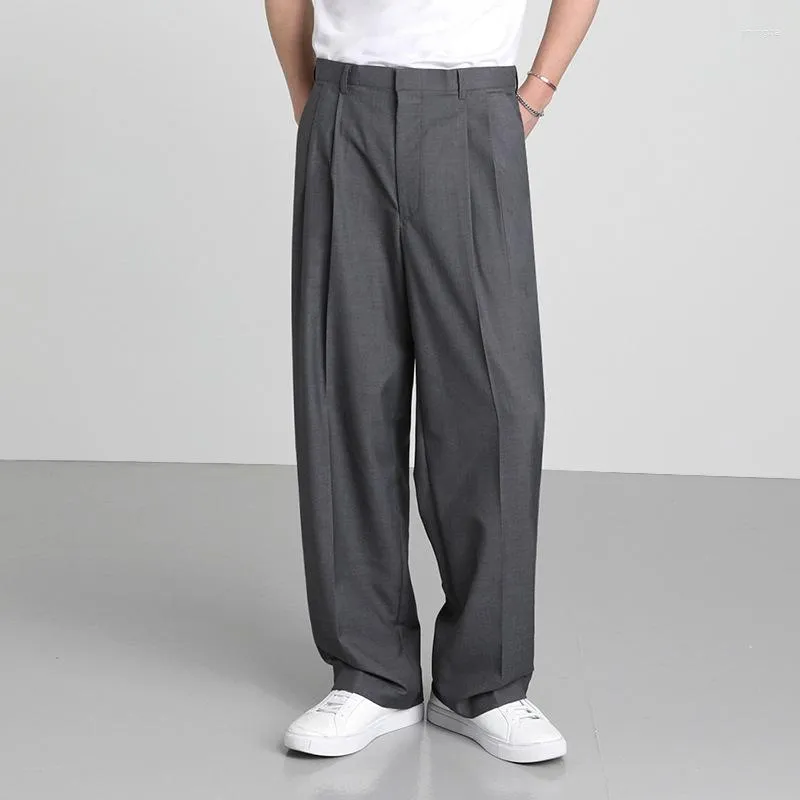 Pantaloni da uomo 2023 abito coreano in stile coreano gamba dritta alla moda di colore solido versatile versatile destro casual piccoli pantaloni