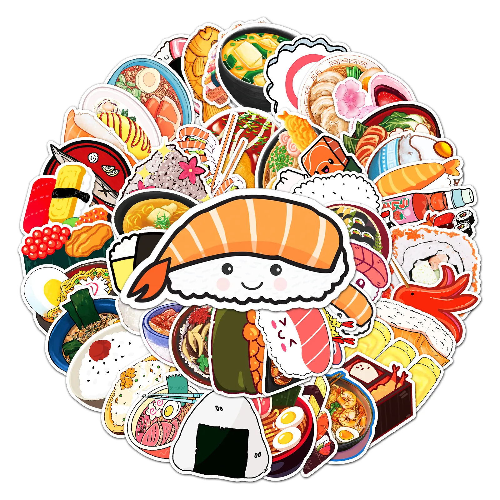 50 pvc giapponesi adesivi alimentari giapponesi impermeabile decorazione in PVC Diario per telefono cellulare cartone animato carino