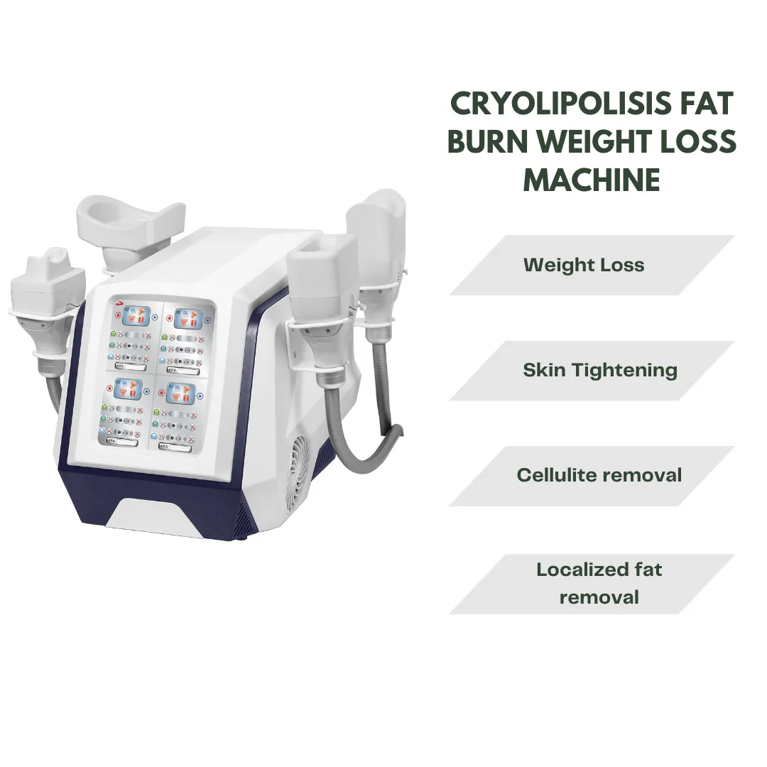 4 maniglie 4 controlli Terapia sottovuoto Cryo Fat Freeze Macchina dimagrante Tutto in silicone Doppio mento Rimozione Cryolipolisis Body Sculpt Machine