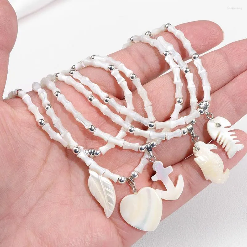 Pendentif Colliers Blanc Shell Collier Été Naturel Nacre Pour Femmes Coeur Feuille Sautoirs Femelle Bijoux Boho Cadeau