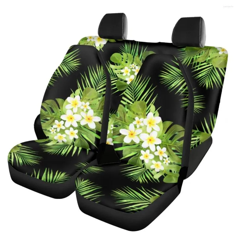 Bilstol täcker Frangipani palmträd Hållbara täckuppsättningar för kvinnor Enkla rena bilar Kudde Elastisk fulluppsättning fordonsskydd