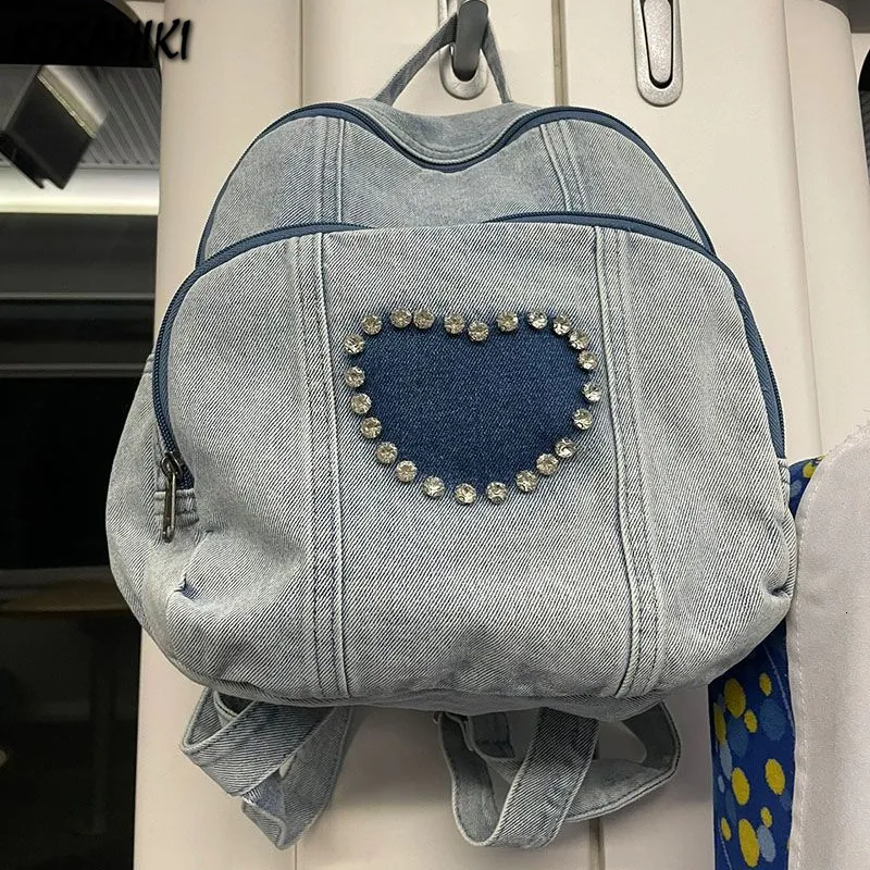 Bolsas escolares 2023 Sacos de escolares de jeans de jeans coreano