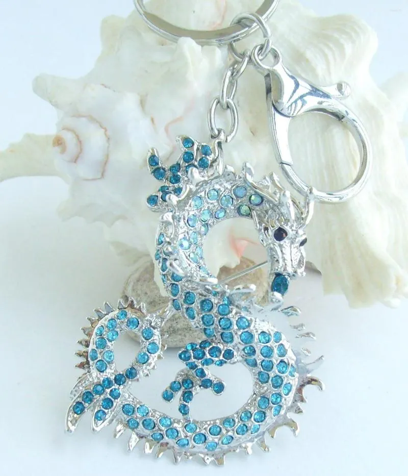 Keychains Unique Chinese Keychain Pendant Lake Blue Rhinestone Crystal K02980C14