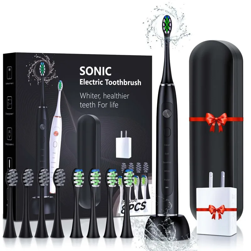 Brosse à dents Brosse à dents électrique sonique 8 têtes de brosse Blanchiment des dents ultrasonique Brosse à dents rechargeable sans fil Sarmocare S700Pro 230824