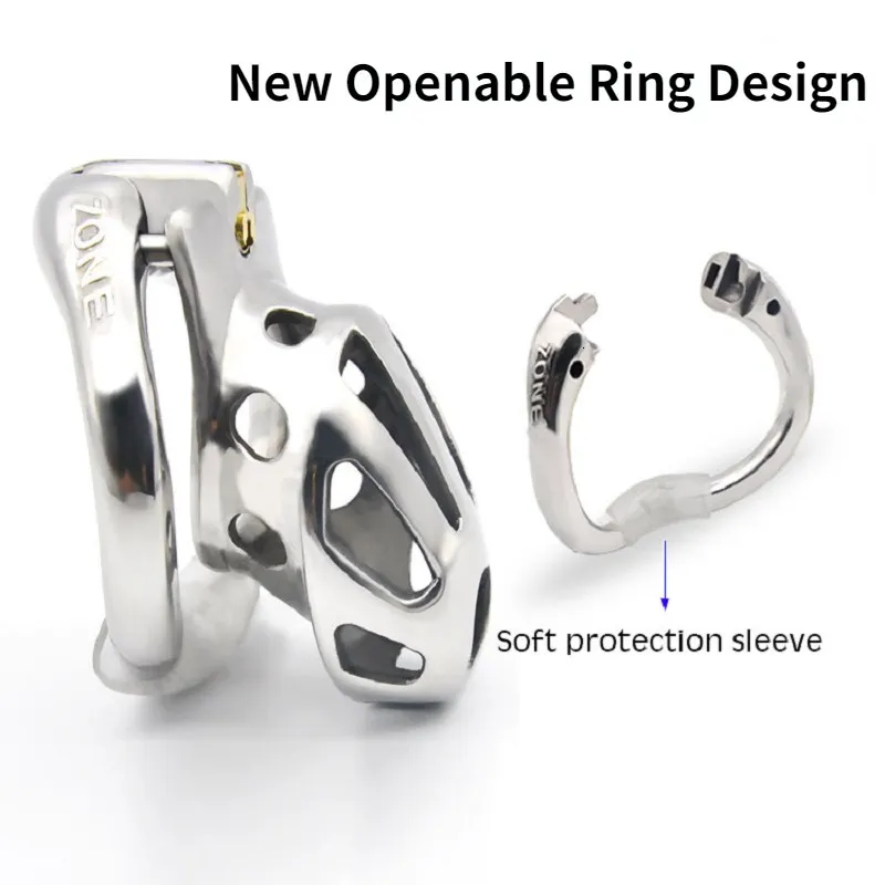 Cockrings en acier inoxydable anneau ouvrable conception pénis ensemble cage à coq mâle dispositif de chasteté bondage érotique adulte jouets sexuels pour hommes gay 230824