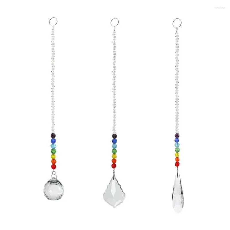 Garden Decorations Beautiful Chakra Beads Chandelier Exquisite Hanging Crystal Pendant Non-toxic Prism For Home Window Decor