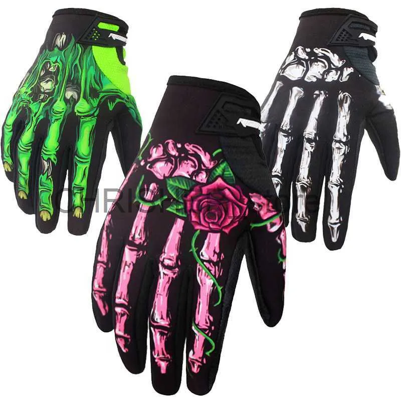 Gants de cyclisme Moto Gants d'équitation de vélo d'hiver Joint Impression Moteur Gants de cyclisme Doigt complet Griffe fantôme Coupe-vent Hommes Femmes Guantes Moto x0824