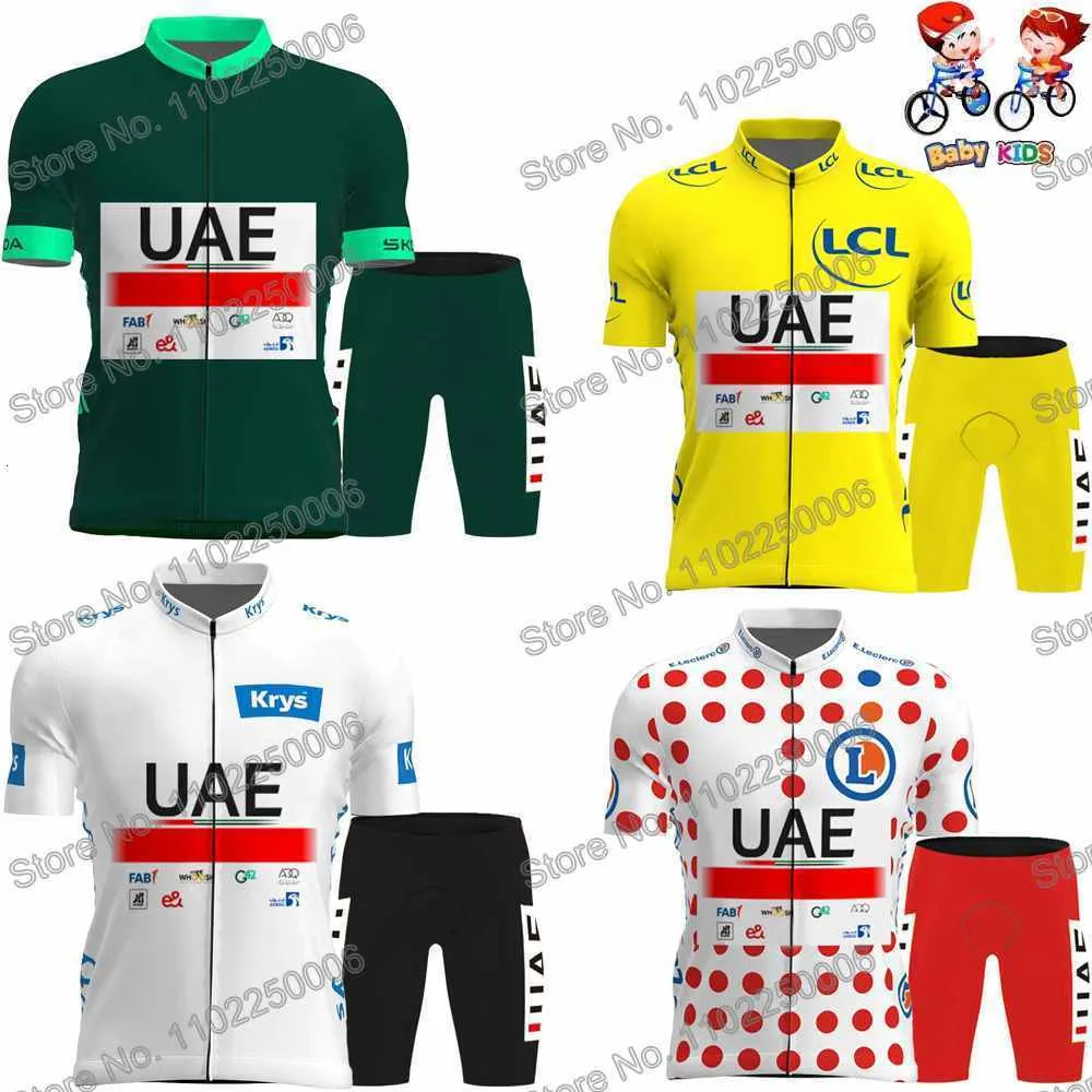 Bisiklet Jersey Çocuk Setleri BAE TAKIM Bisiklet Jersey Set Kız Kızlar Bisiklet Giyim Kısa Kollu Yol Yarışı Bisiklet Gömlek Takım MTB Bisiklet Önlük Şort 230823