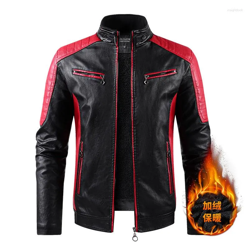 Jackets masculinos Autumn Winter Jacket Bomber Biker Zipper motocicleta Faux Pur Coat Male Macho Pilot Pilot Vintage Black Red Brown PU couro PU