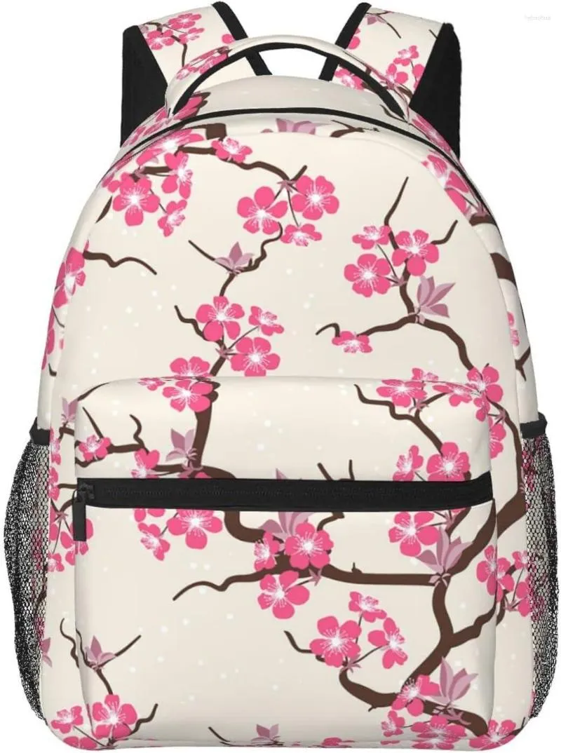 Backpack Cherry Blossom Flowers Pattern Stylish Casual Purse Backpacks Pockets Computer Daypack For Work Business Travel