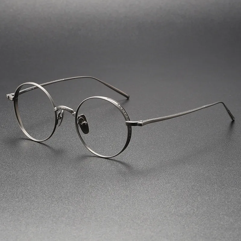 Handmade Titanium Round Round Metal Frame Glasses For Men And