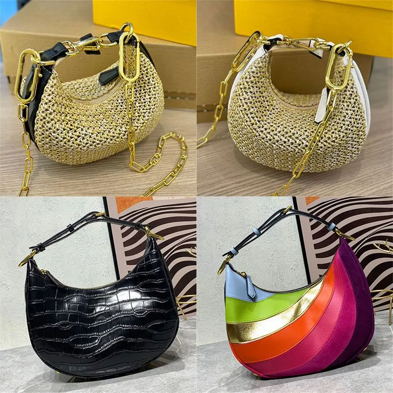 Luxury Designer Fendigraphy Small Leather Bag With Crescent