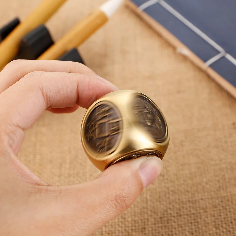 Spinning Top Six faced Four Beasts Copper Fidget Spinner EDC Cube Antistress Fidget Toys Decompression Stress Relief Toys For Adult Kids Gift 230818