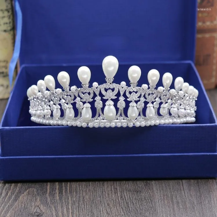 Hair Clips European And American Star Pearl King Crown Full Zircon Princess Elegant Wedding Dress Formal Accessories