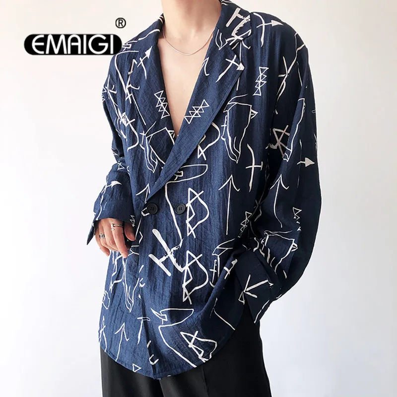 Мужские костюмы Blazers Хлопковое льняное льняное костюм Blazer Мужчины Harajuku Streatwear мода свободная рубашка с длинным рукавом. Мужчина 230823
