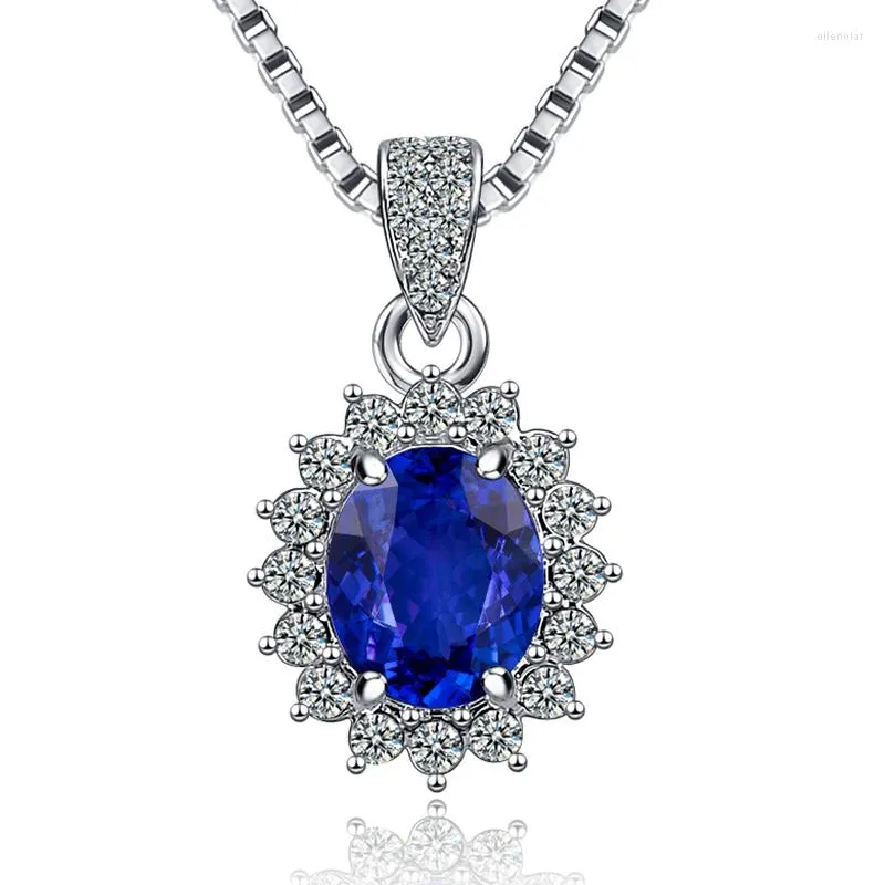 Hanger kettingen charmante zonnebloemwater drop ketting dames bruiloft verloving blauw kristal zirkoon kraag feest sieraden cadeau