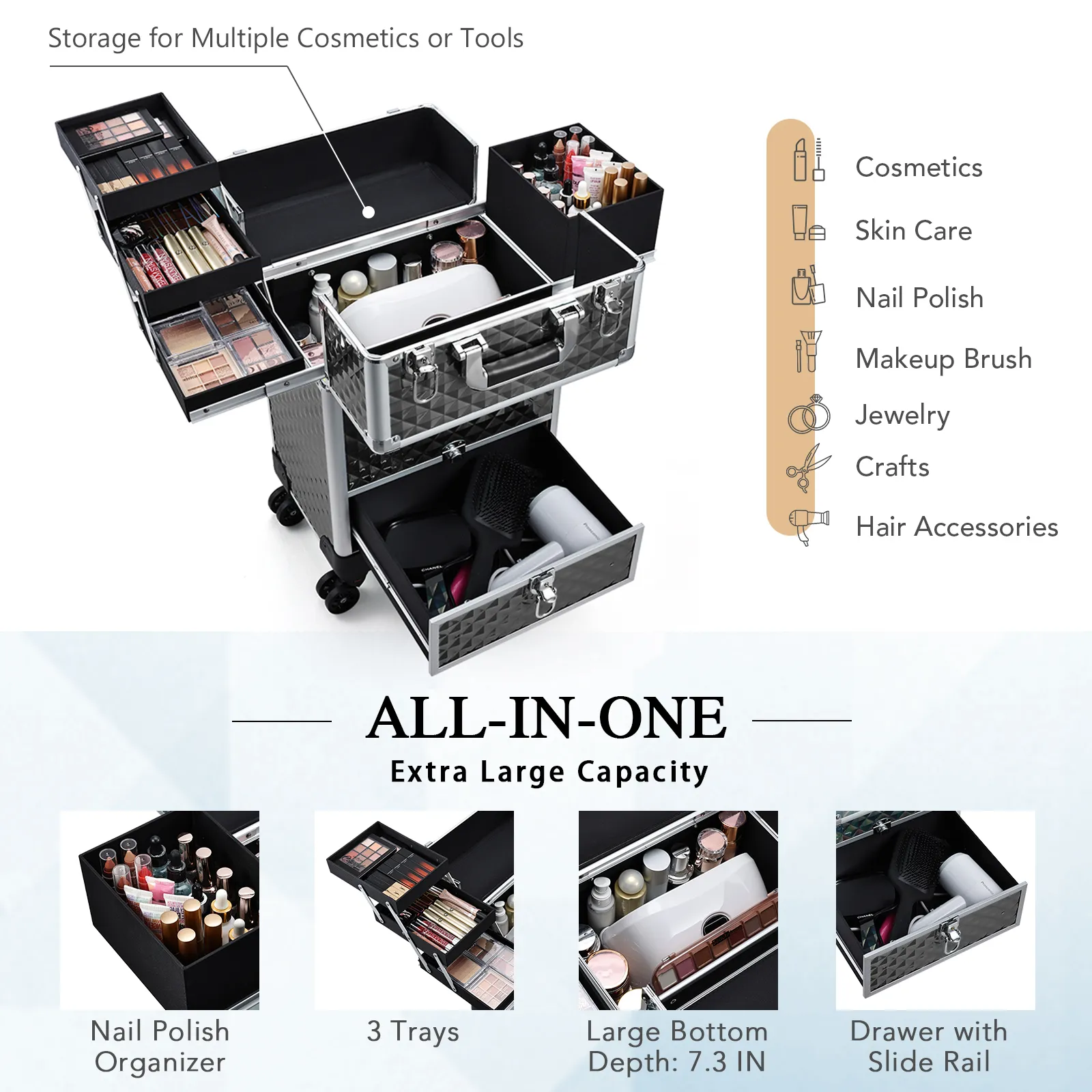 New Aluminum Frame Cosmetic Case Cabin Makeup Artist Toolbox Wheel Trolley  Nails Make-up Bag Luggage Rolling Suitcase Box - China Aluminium Alloy  Makeup Artist Toolbox and Aluminum Alloy Toolbox Customization price |  Made-in-China.com