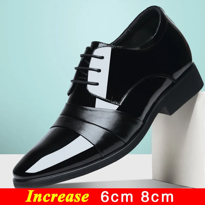 Klänningskor Herrklänningskor hissskor äkta läder ökar affärsneakers för män 8 cm 6 cm höjande skor mockasiner högre 230824