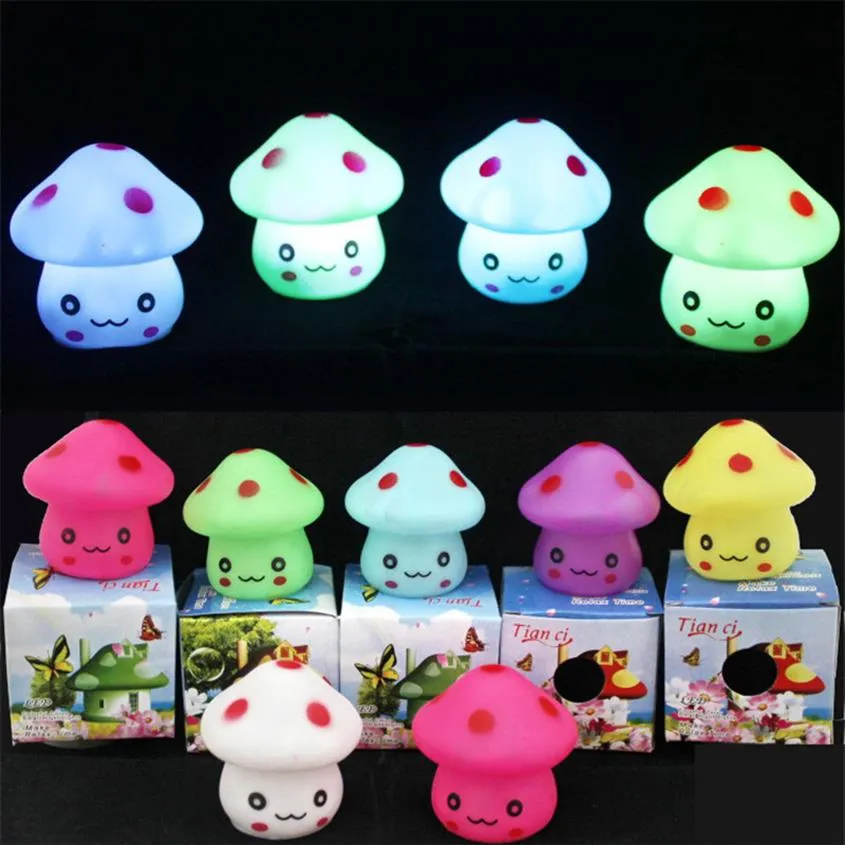 Cute mushroom Night Light mushroom face RGB Night Light kids Gift Bedroom lighting Decoration lamp kids toys261A