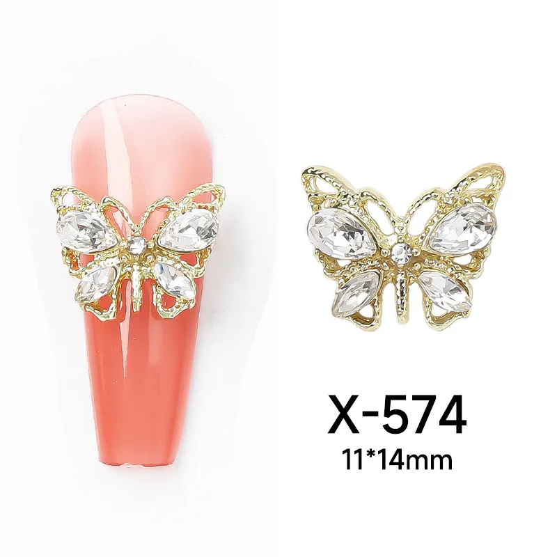 30st Manicure Tools 3D Luxury Butterfly Silver Gold Diamond Eloy Nail Art Charms smycken japanska diy rhinestones dekoration